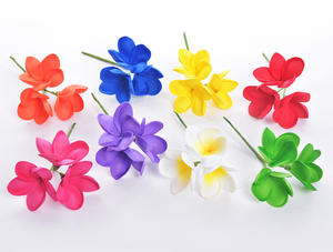 Pinza de pelo de espuma EVA de 8 colores, diseño de 3-Plumeria, proveedor de fábrica, pinza de pelo inspirada en Hula Girl Dance Hawaii Artificial Frangipani - Product Image 2