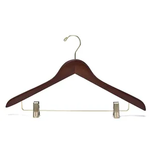 Percha multiusos para adultos, perchas antideslizantes para pantalones de madera natural, ahorro de espacio con clip de metal