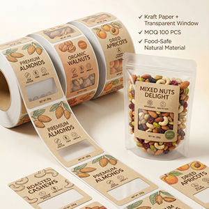 Étiquette personnalisée pour emballage de fruits secs, autocollant en papier kraft auto-adhésif avec icônes nutritionnelles pour sacs de collations - Product Image 6