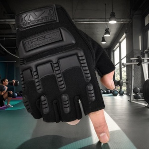 Gants tactiques mi-doigts pour sports de plein air, camping, tir, randonnée, moto, avec protection rigide en caoutchouc pour les articulations - Product Image 2