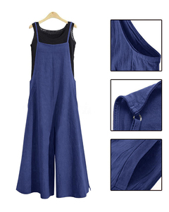 Femmes personnalisé Baggy jarretelle <span class=keywords><strong>combishort</strong></span> été une pièce sans manches combinaison large pantalon <span class=keywords><strong>habillé</strong></span> barboteuse solide motif Y2K décontracté - Product Image 3