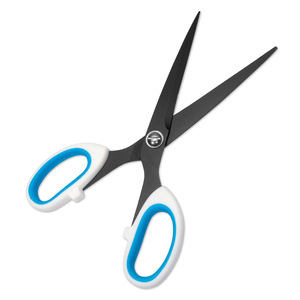 Office Scissors Stainless Steel Blue And White Handles Straight Head For Paper Cutting Home Use Bulk Specification - Product Image 1