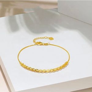 Xinfly Non Tarnish Women Gifts18K Pure Real <b>Solid</b> Yellow Gold Woven Chain <b>Bracelets</b> with Heart - Product Image 3