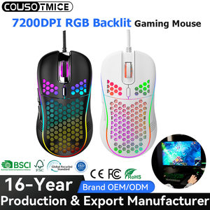 <span class=keywords><strong>Souris</strong></span> de Jeu Optique en Gros 7200 PPP Ergonomique RVB Filaire USB pour Ordinateur de Bureau Joueur <span class=keywords><strong>Souris</strong></span> de Jeu Blanche Nid d'Abeille - Product Image 1