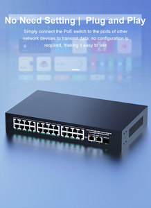 Switch Ethernet PoE non géré 24 ports 10/100/1000 Mbps Gigabit, 300 W, standard IEEE802.3af/at, 48 V, avec 2 ports Uplink GE et 1 port SFP - Product Image 2