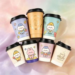 แก้วกาแฟกระดาษคราฟท์สองชั้นแบบย่อยสลายได้เองตามธรรมชาติ สำหรับกาแฟร้อนแบบนำกลับบ้าน เป็นมิตรต่อสิ่งแวดล้อม รีไซเคิลได้ ใช้แล้วทิ้ง - Product Image 5