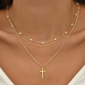 Çift Katmanlı Su Damlası Şeklinde Kristal Kalp Kesimli Kolye Ucu Zincirli Trendy Sade Uzun Çubuk Kolye Toptan Satış - Product Image 1