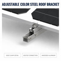 Support de montage inclinable pour panneaux solaires en acier coloré lesté en aluminium avec pied arrière réglable et solution de fixation triangulaire
