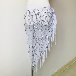 Pañuelo triangular con borlas para danza del vientre al por mayor, pañuelos de cadera para danza del vientre, pañuelo triangular de cadera teñido anudado para danza del vientre - Product Image 2