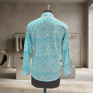 Camisa Azul de Mujer con Botones, Manga Larga, Cuello Clásico, Estilo Oficina, Vintage, Ecológica, para Primavera/Verano - Product Image 4