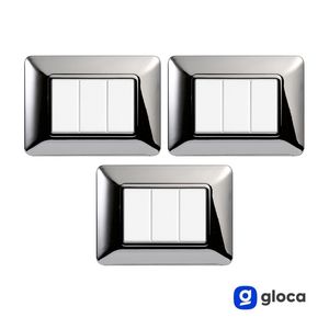 Ensemble d'interrupteurs muraux Gloca à 3 interrupteurs, 3P, en plastique chromé poli, interrupteurs durables pour Matix - Product Image 2