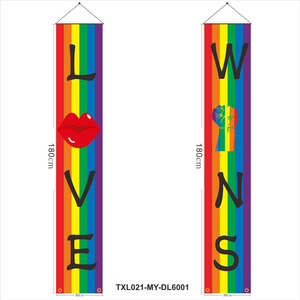 2PCS LGBTQ Gay <span class=keywords><strong>Lesbian</strong></span> Pride Love Is Love Welcome Rainbow Hanging Banner for Porch Wall - Product Image 5