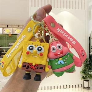 Joli porte-clés 3D en PVC de dessin animé <span class=keywords><strong>Bob</strong></span> l'éponge, pendentif <span class=keywords><strong>Patrick</strong></span> Star rose en caoutchouc pour voiture, sac, cadeau pour couples - Product Image 1