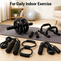 Kit de Gimnasio Compacto y Portátil para el Hogar con Rueda Abdominal, Cuerda para Saltar y Banda en Forma de Ocho, Set de Fitness para Interiores en Espacios Pequeños