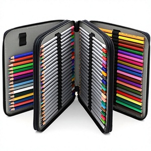 Astuccio Portamatite in Pelle PU con 120 Scomparti e Cerniera, Borsa Portatile da Viaggio per Penne da Disegno con Manico e Tracolla per Artisti Adulti - Product Image 1