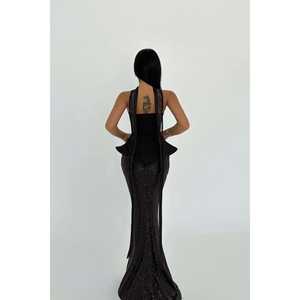 Vestido de Gala Largo Negro Viona con Lentejuelas para Noche y Banquete, Estilo Largo para Fiestas de Graduación - Product Image 1