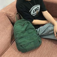 Sac à dos pour femme en toile verte à motif uni, esthétique rétro, pour lycéennes/étudiantes, sac à dos de voyage pour ordinateur portable