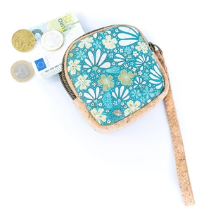 Porte-monnaie carré en Liège avec bracelet de poignet pratique pour pièces clés cartes baume à lèvres et autres petits accessoir - Product Image 5