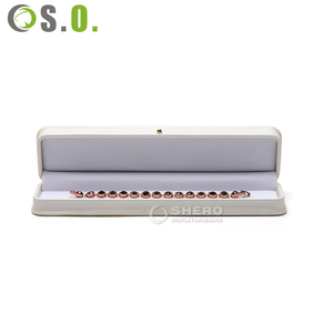 Caja de Joyería Cuadrada de Lujo Personalizada de Alta Calidad, con Diseño Repujado, Caja Azul de PU para Collar y Anillo - Product Image 5