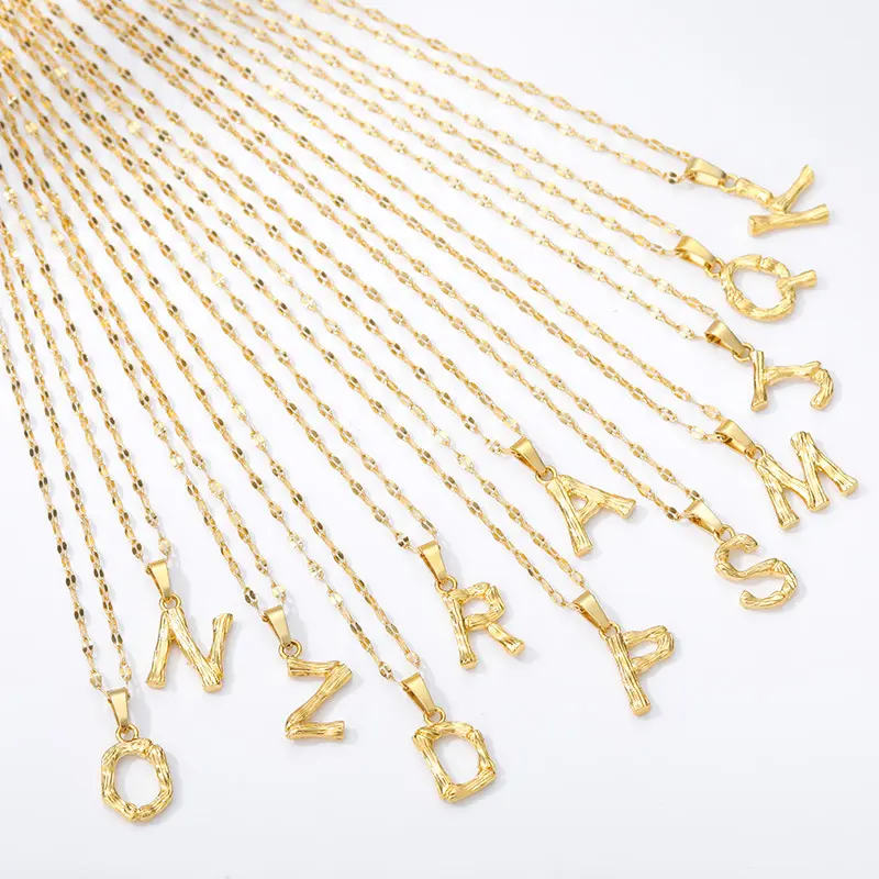2022 New Hip Hop Jewelry 18k Gold Plated Stainless Steel Necklace A-z Alphabet Pendant Single Lock Letters Pendant Necklace