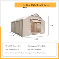 E-RIKE 8-10 Personnes Hiver 13.8 ㎡   Tente de camping gonflable de luxe en Oxford pour 2 chambres, imperméable, pour la maison et l'extérieur