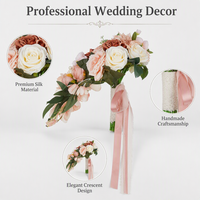 Bouquet de mariée cascade rose poudré, style européen, artificiel, en forme de larme, fleur de mariée élégante, décoration florale, bouquet de mariage