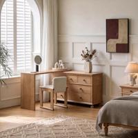 Commode de toilette en bois massif style toscan avec tiroirs de rangement pour chambre à coucher