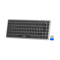2.4G dapat diisi ulang nirkabel untuk Keyboard Bluetooth, tata letak QWERTY UK Keypad Mini ringkas tombol senyap kompatibel Multi