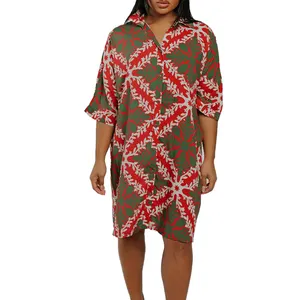 Custom Beach Summer Hawaiian Cotton Plus Size Dresses Resort Women 2023