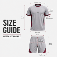 Ensemble de maillot et short de football gris bordeaux personnalisé, respirant, à manches courtes, pour l'entraînement quotidien des clubs de football amateurs