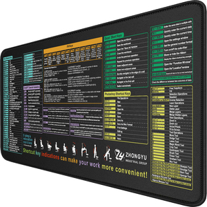 Xl lớn chơi game Mousepad với Non-Slip khâu cạnh Excel phím tắt cheat Sheet cho PC văn phòng bảng tính Bàn phím sử dụng - Product Image 1