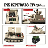 Char léger allemand 38TF et camion de terrain militaire de la Seconde Guerre mondiale, modèle de jouet en blocs de construction en plastique ABS assemblés