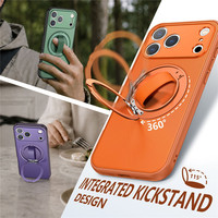 Telefoonhoesje met antislip textuur, metalen ringstandaard en ingebouwde ringhouder voor iPhone 18 17 16 15 Pro Max