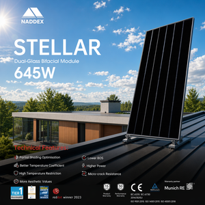 Pannello Solare Pieghevole Impermeabile NADDEX 645W per Uso a Parete, Celle 210mmx210mm, Efficienza 23.8%, <span class=keywords><strong>Dimensioni</strong></span> 2384x1303x33MM - Product Image 1