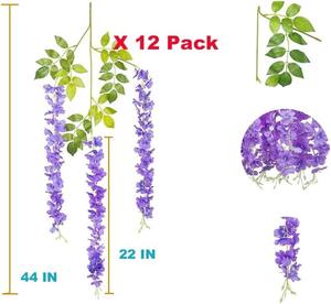 4ชิ้น7.2ft/ชิ้นเทียม Wisteria Garland-สีม่วงสีขาวแสงสีชมพูแขวนดอกไม้เถา - Product Image 2