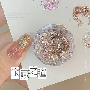 MingLee 4Jars/set Mermaid Sparkle Nail <b>Art</b> Glitter Ultra-Thin Laser Flakes Holographic <b>Sequins</b> Dual-End Nail Pusher Tool Square - Product Image 4