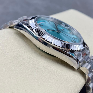 Mechanische Herrenuhren aus Metall im Luxus-Stil, Automatikuhr für Männer, Platin Eisblau Baguette Heirloom - Product Image 3
