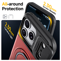 Nouvelle Coque Antichoc 2026 avec Emplacement Carte Caché et Cache Caméra Coulissant à 360° °   Coque de téléphone rotative avec support pour iPhone 18 17 16 Pro Max