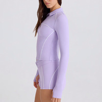 Haut de yoga léger et à séchage rapide à manches longues, veste zippée ajustée de sport et de mode, protection solaire avant, pour le commerce transfrontalier