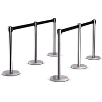 Poteau de queue de barrière de ceinture rétractable en acier inoxydable argenté poteau de poteau de corde rouge pour avertissement de trafic de support de ligne isolé de foule