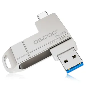 OSCOO Stik Memori Tipe-c, Flash Drive USB SSD Tipe-c 3.2 Gen 1, Stik Memori OTG 256GB 512GB, Stik Paten Eksklusif