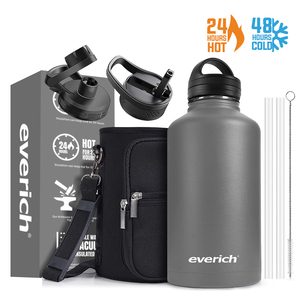 Vente en gros, nouveauté, flacon à vide sport à double paroi de 64oz, <span class=keywords><strong>bouteille</strong></span> d'eau isolée en acier inoxydable avec couvercle en paille et logo - Product Image 6