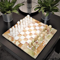 Jeu d'échecs en marbre Onyx vert naturel cadeau fait à la main jeu d'échecs en marbre ensemble de jeu de voyage de fête Ajedrez luxe