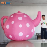 Ballon gonflable géant rose à pois avec ventilateur intégré, impression numérique, thème Alice au pays des merveilles, fête du thé du Chapeleur fou, extérieur