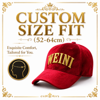 Casquette de baseball en velours WEINI avec logo personnalisé, broderie or métallique, 6 panneaux, casquettes de luxe streetwear, vente en gros