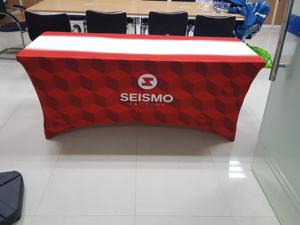 Nappe <span class=keywords><strong>de</strong></span> table personnalisée en gros avec logo, 4, 6 et 8 pieds, en Spandex et Polyester extensible, directement <span class=keywords><strong>de</strong></span> l'usine, pour événements et expositions - Product Image 5