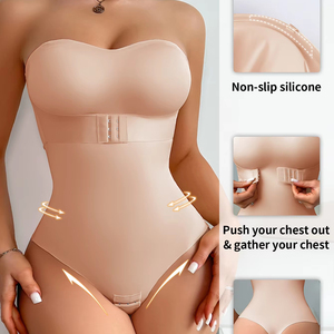 Wholesale Built in Bra Tube Top Thong Body Shaper Tummy Control <strong>Strapless</strong> One Pieces <strong>Shapewear</strong> <strong>Bodysuits</strong> for Women - Product Image 1