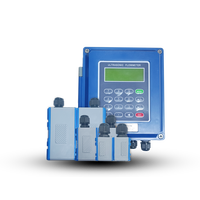 Medidor de Flujo Ultrasónico de Montaje en Pared Azul con Salida Modbus RS485 de 4-20 mA