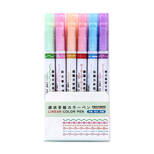 Creative 6-Color Journal Lace <b>Pen</b> Curved Highlighter Double-Head Type For Student Handwriting Art DIY - Product Image 5