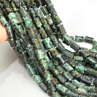 Perles de turquoise africaine naturelle brutes facettées 8x11mm, perles colonnes de turquoise africaine naturelle, perles cylindriques intercalaires en pierres précieuses lâches